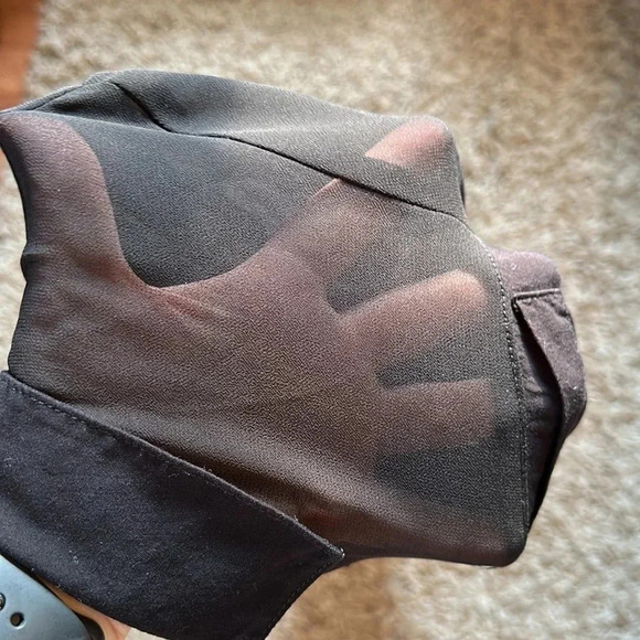 BCBG Long Sleeve Sheer Black Button Up Business Blouse-Size Medium - Picture 5 of 6